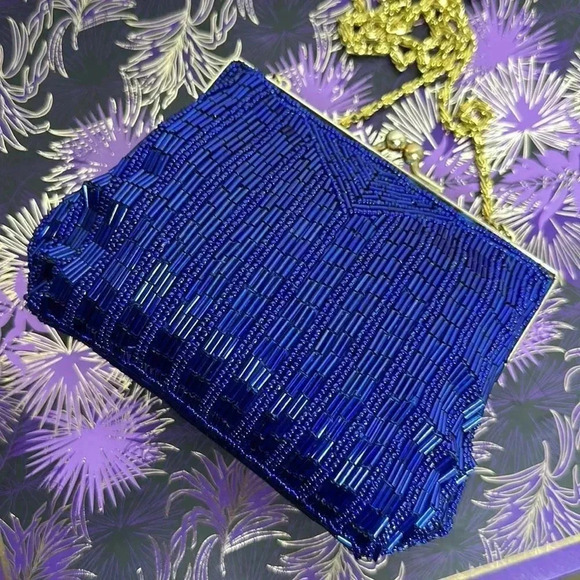 Vintage Blue Beaded Bag - Picture 5 of 7